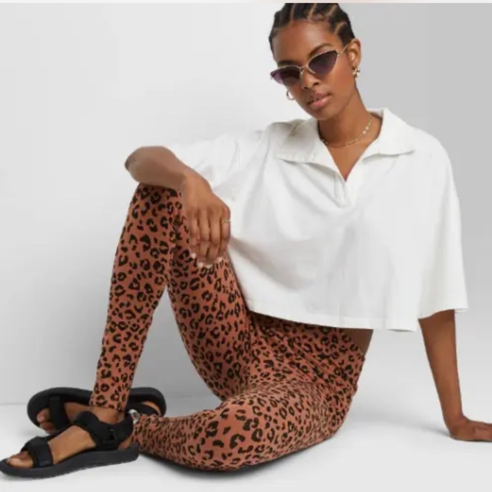 Wild Fable Women Honey Brown Leopard Print High Rise Leggings XXL